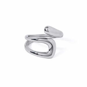 Silver Stainless Steel Open Wrap Ring | Modern Minimalist Statement Ring
